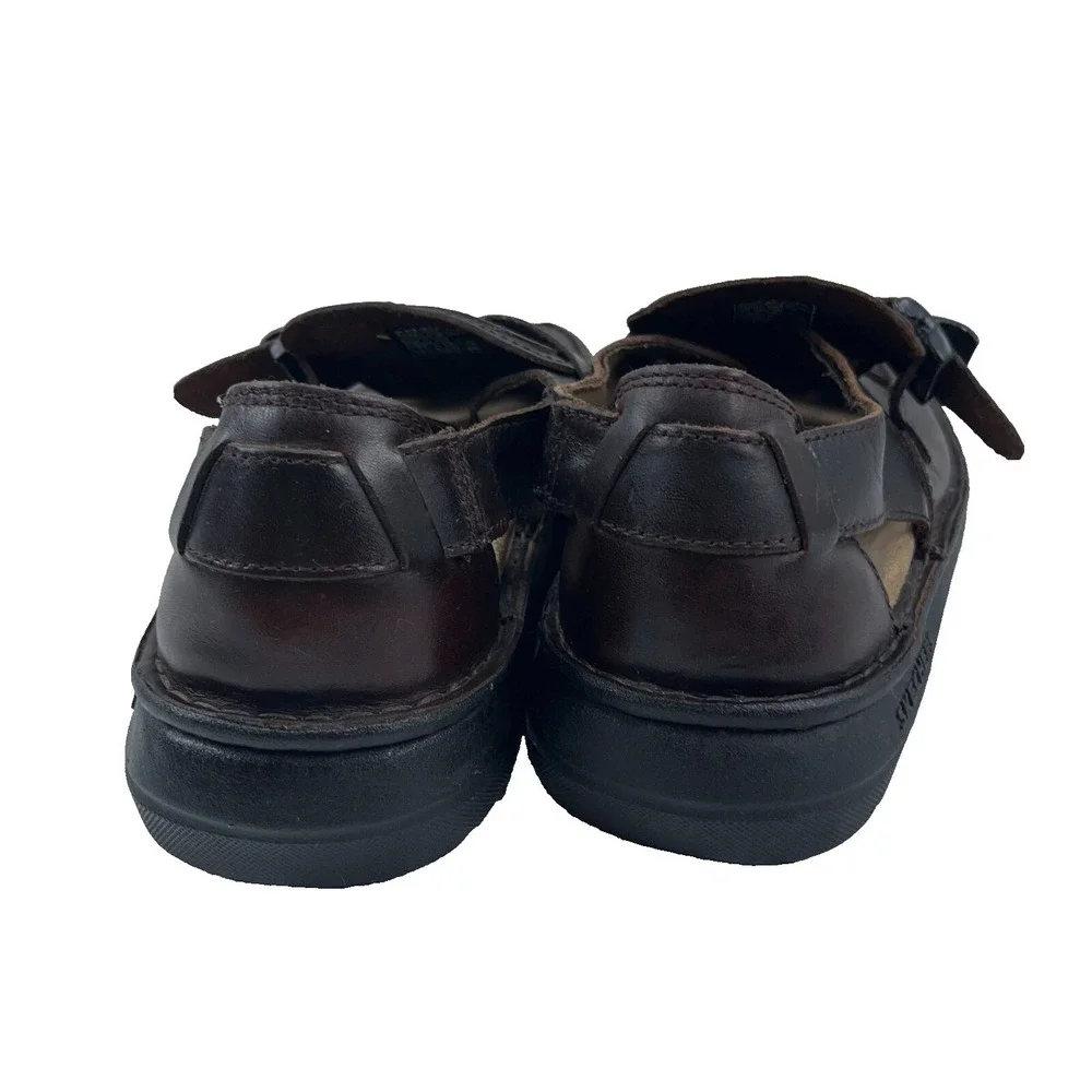 Vintage Y2K Sketchers Chunky Sandals Men 10 Brown Leather Fisherman Outdoor Boho